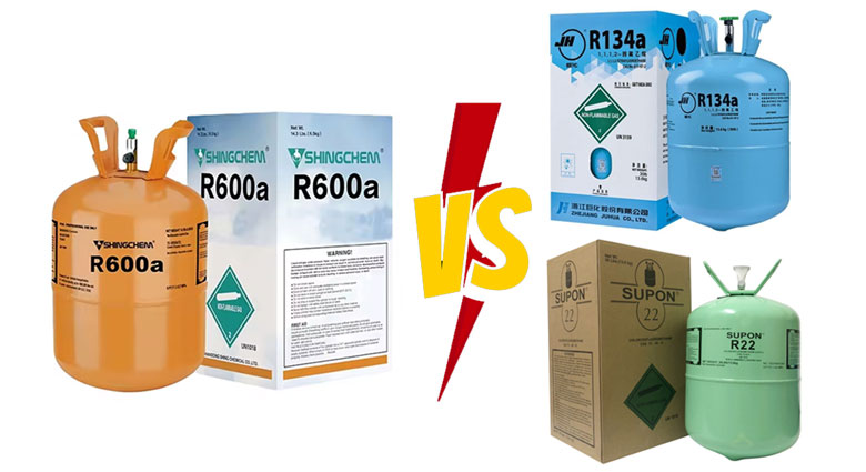 So sánh gas R600a và các loại gas cũ R134a, R22