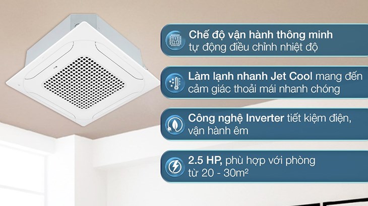 Máy lạnh âm trần LG Inverter 2.5 HP ATNQ24GPLE7 trang bị công nghệ inverter giúp tiết kiệm điện hiệu quả Máy lạnh âm trần LG Inverter 2.5 HP ATNQ24GPLE7 trang bị công nghệ inverter giúp tiết kiệm điện hiệu quả